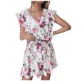 thumbnail image 2 of SMihono Robes Bohèmes d'Été pour Femmes Tailles Plus Décontractées à Col en V Papillon à Manches Courtes à Imprimé Floral Mini Robes, 2 of 8