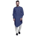 thumbnail image 1 of Atasi Kurta Long Asymétrique en Coton à Col Mandarin pour Garçons, Tenue Décontractée, 1 of 1