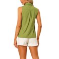 thumbnail image 3 of INSPIRE CHIC Chemise Sans Manches à Col Pointu à Simple Boutonnage pour Femme P Vert Pois, 3 of 6
