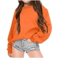 thumbnail image 2 of lcziwo Chandail pour Enfants à Col Rond, Chandail de Base Uni pour Enfants, Tunique Décontractée Oversize à Épaules Tombantes à Manches Longues, Mode Automne Hiver Sans Capuchon, Liquidation Orange, 6 Ans, 2 of 4