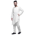 thumbnail image 4 of Atasi Kurta Long Asymétrique Indien pour Homme, Kurta Uni à Col Rond, Tenue de Fête, 4 of 5
