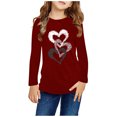 thumbnail image 1 of RXIRUCGD Chemises à Manches Longues pour Filles, Col Rond Mignon, Blouses Décontractées Élégantes (Vin, Taille : 9 Ans), 1 of 5