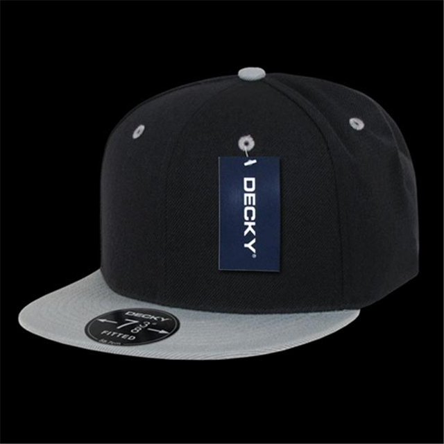 Decky RP1-PL-BLG-25 Retro Fitted Caps Black & Grey - 7.25
