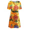 thumbnail image 4 of Ovzne Robes d'Été pour Femmes Robe Femme Mode pour Femmes Robe à Col Rond à Manches Courtes Imprimée Robe Chandail Robe de Printemps à Manches Courtes Liquidation, 4 of 5