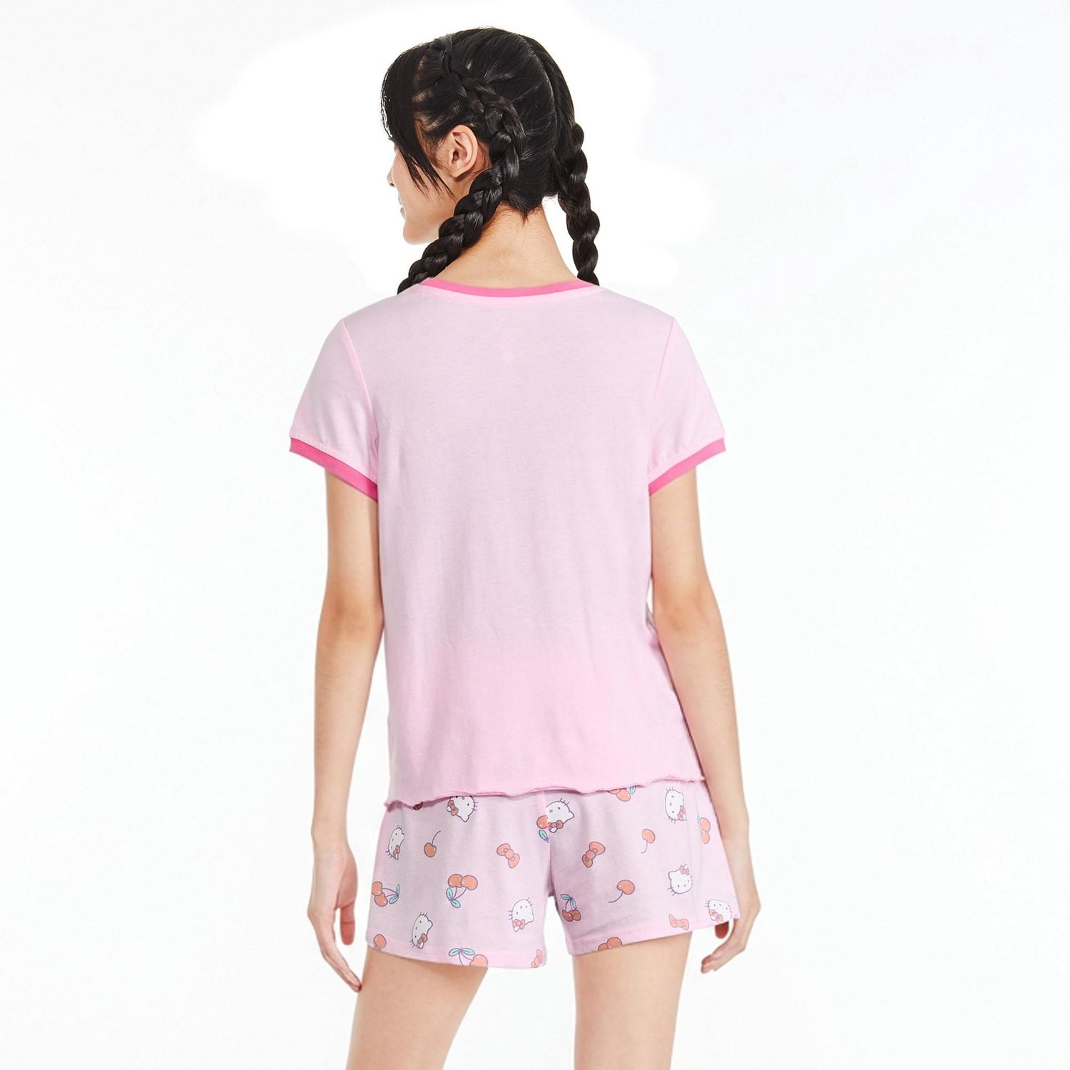 T-shirt avec bordure contrastante Hello Kitty pour filles