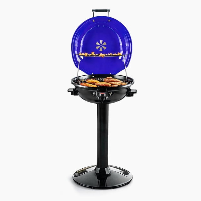 Techwood 1600W Electric BBQ Grill – Portable Indoor/Outdoor Smokeless Grill with Double-Layer Design & Removable Stand, Serves 15, Perfect for Condos, Patios & Backyards