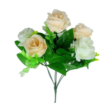 Feltree Bouquet de Fleurs de Simulation Rose avec 6 Fleurs Réalistes - Déco Florale en Soie pour Table à Manger/salon, Centre de Table de Mariage et Cadeau de la Fête des Mères avec Tiges Flexibles