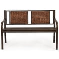 thumbnail image 4 of Patiojoy Patio Garden Bench Rattan Backrest Park Bench Heavy-Duty Metal Chair Seat, 4 of 6