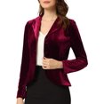 thumbnail image 4 of INSPIRE CHIC Blazer en Velours à Manches Longues avec Revers Cranté et Boutons pour Femmes Bourgogne, 4 of 6