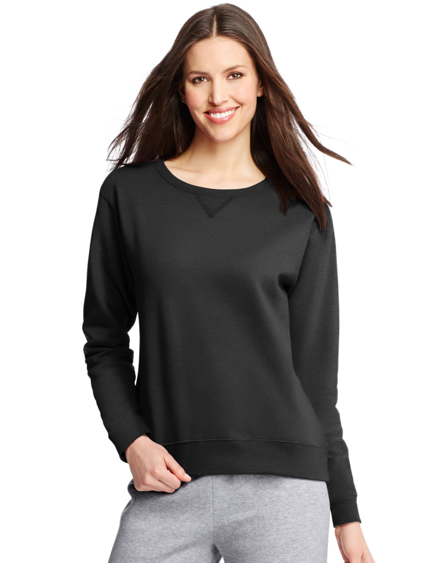 Hanes Womens ComfortSoft EcoSmart Crewneck Sweatshirt, L, Ebony