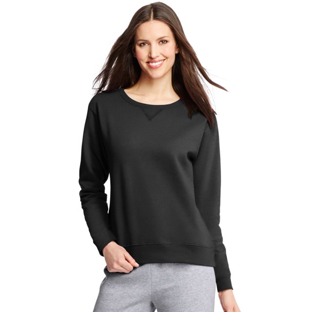 Hanes Womens ComfortSoft EcoSmart Crewneck Sweatshirt, M, Ebony