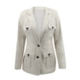 thumbnail image 2 of IROINID Veste Mi-Longue Confortable pour Femmes Blazer à Col Cranté Couleur Unie Manches Longues, Blanc, 2 of 6