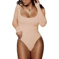 thumbnail image 1 of ORUYROP Femmes Col Carré Manches Longues T-shirt Basique Combinaisons de Combinaison, 1 of 4