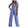thumbnail image 1 of Birdeem Womens Solid Color Pocket Lace Up Pants Sweatpants Tank Top Set, 1 of 9