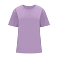thumbnail image 4 of Plebaso T-Shirts en Coton pour Femmes à Manches Courtes, Col Rond, T-Shirts Basiques, Hauts Décontractés, Couleur Unie, Coupe Ample, 4 of 7