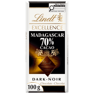 Lindt EXCELLENCE Madagascar 70% Barre de chocolat noir Cacao, 100 Grams