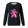 thumbnail image 4 of QATAINLAV Chandail de Sensibilisation au Cancer du Sein Femmes Chemises Ruban Rose Décontracté Col Rond Chandail à Enfiler Hauts Extérieur Blouse à Manches Longues Rabais de 50 % Offres Aujourd'hui Noir TTG, 4 of 5