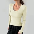 thumbnail image 2 of Lmnyox T-Shirt à Col Rond pour Femme, sous-Vêtement Uni Décontracté à Manches Longues, Mode Basique, Automne Hiver, Hauts, 2 of 4
