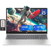 HP 15.6" FHD IPS Laptop, Intel i5-1235U, 32GB RAM, 2.16TB Storage(2TB SSD + 160GB Docking Station Set), Intel Iris Xe Graphics, Numeric Keypad, Webcam, Wi-Fi 6, Windows 11, Silver