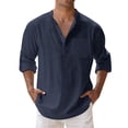 thumbnail image 1 of 2025 Men Shirts Mens Spring Loose Stand Mens Romper Jumpsuit Collar Solid Color Pocket Shirt Mens Long, 1 of 5