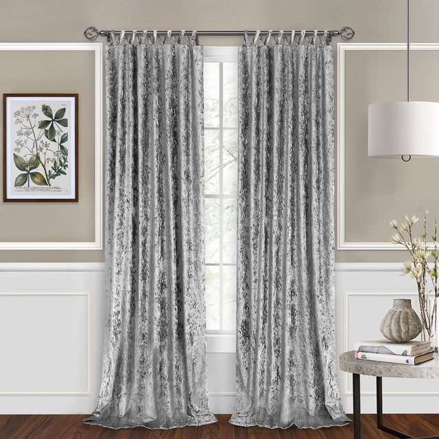 Harper Panneau de Rideau de Fenêtre en Peluche à Pattes Croisées, Gris, 50x84 Pouces