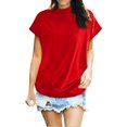 thumbnail image 1 of AMERTEER Blouse Décontractée en Coton à Manches Courtes et Col Roulé pour Femmes, Grande Taille, 1 of 4