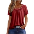 thumbnail image 2 of asjyhkr T-Shirts d'Été pour Femmes Col Rond Manches Courtes Légers T-Shirts Décontractés Mode Confortables Basiques, 2 of 6