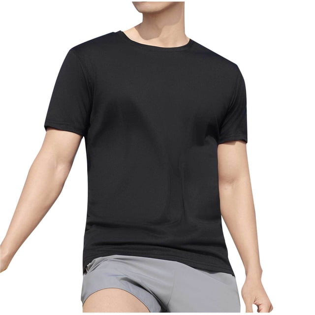Dagugfen Tops for Men Summer Short Sleeve Round Neck Lightweight Casual Basic Tee Shirts Solid Color