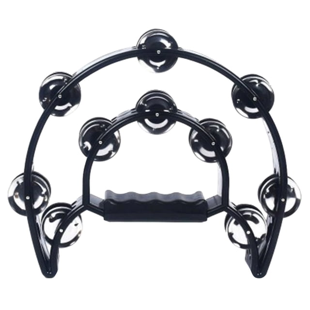 Tambourin Métal Demi-Lune Instruments de Musique Double Métal Instruments à Main Percussion avec Poignée Ergonomique Prise Tambourins pour Adultes Tambourin Métal à Main Percussion