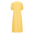 thumbnail image 4 of LOVZFMLL Women's Summer Solid Color Short Sleeve -Neck Dress Yellow XL, 4 of 7