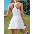 thumbnail image 4 of Women Tennis Dress with Built-in Bra and Pockets Shorts Racerback Athletic Dresses, 4 of 6