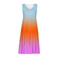 thumbnail image 5 of AherBiu Robe de Plage Grande Taille pour Femmes, Robe d'Été à Dégradé de Couleurs, Froncée, à Volants, Fluide, Midi, Style Camisole, 5 of 5