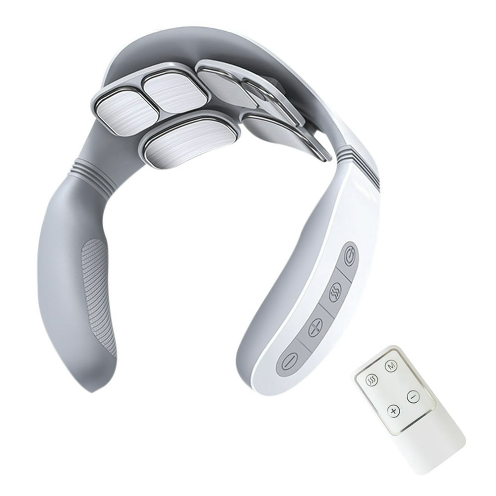 Portable Electric Neck Massager Cervical Massager for Neck Relaxation Pain Heating Therapy 5 Massage Modes 18 Levels Intensity 15min Timing Buil