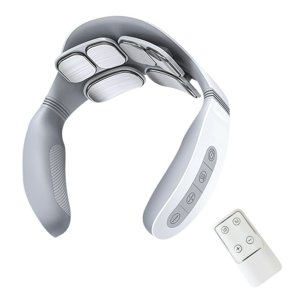 Portable Electric Neck Massager Cervical Massager for Neck Relaxation Pain Heating Therapy 5 Massage Modes 18 Levels Intensity 15min Timing Buil