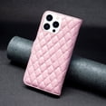 thumbnail image 5 of iPhone 14 Wallet Case Premium Handmade PU Leather Phone Case Card Slots Magnetic Closure Zipper Pocket Kickstand Flip Case with Hand Strap for iPhone 14 - Pink, 5 of 5