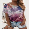 thumbnail image 1 of Tee Crewneck And Floral Print Scrub Milk Silk Tee, 1 of 2