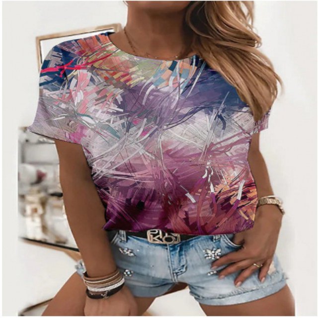 Tee Crewneck And Floral Print Scrub Milk Silk Tee