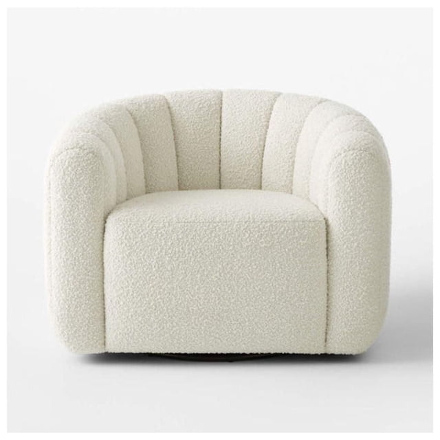 Chaise longue Dora en tissu bouclé avec un design à bords arrondis doux - Conçue pour le confort et le style, avec un revêtement en tissu bouclé moelleux et texturé et des bords lisses et arrondis pou