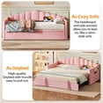 thumbnail image 4 of Noble House Twin Upholstered Daybed,Adjustable Pop-Up Trundle with USB/Type-C Ports & Side Pockets,No Box-Spring,Pink, 4 of 7
