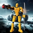 thumbnail image 2 of Yellow Articulated Robot Doll 13 Joint Movable 3D Printed Figure Diy Decompression Tool Mechanical Design No Wings Poseable For Collectors, 2 of 6