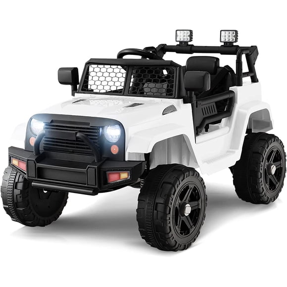 OLAKIDS Camion pour Enfants à Chevaucher, Véhicule Électrique 12 V avec Télécommande, Jouet à Pile pour Tout-Petits avec 2 Vitesses, Suspension à Ressort, Portes Doubles Ouvrantes, Lumières DEL, Musique, USB, Mp3
