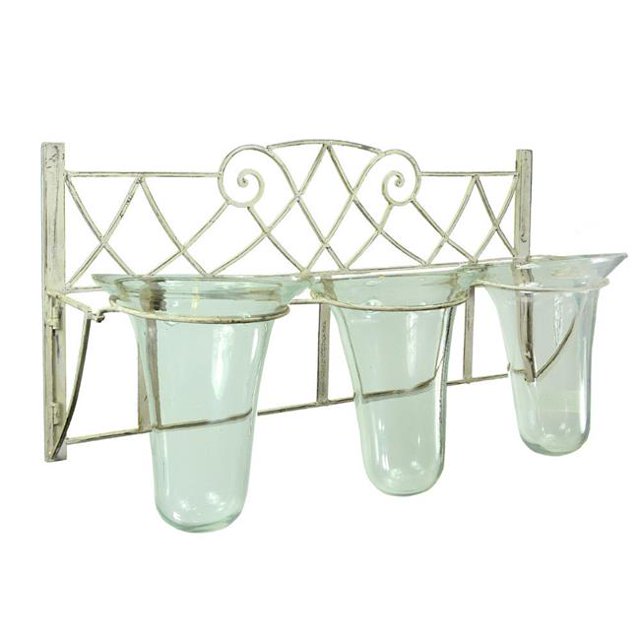 Benzara BM165092 Porte-bougies en Métal - Blanc et Transparent