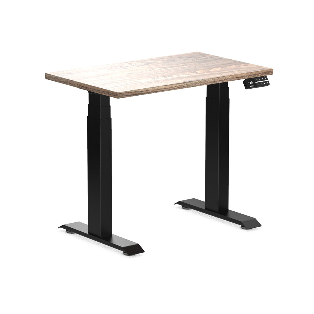 Desky Dual Mini Sit Stand Desk - Prime Oak / 44 x 24 inches / Space Grey