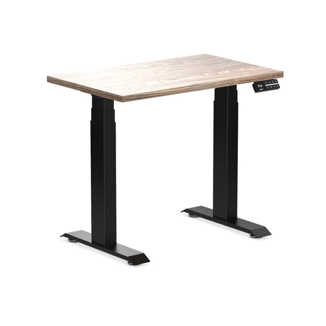 Desky Bureau Assis-Debout Mini Double - Teck Sublime / 44 x 24 Pouces / Gris Espace