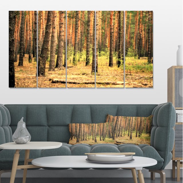 Beautiful Pine Forest at Sunset - Modern Forest Canvas Art