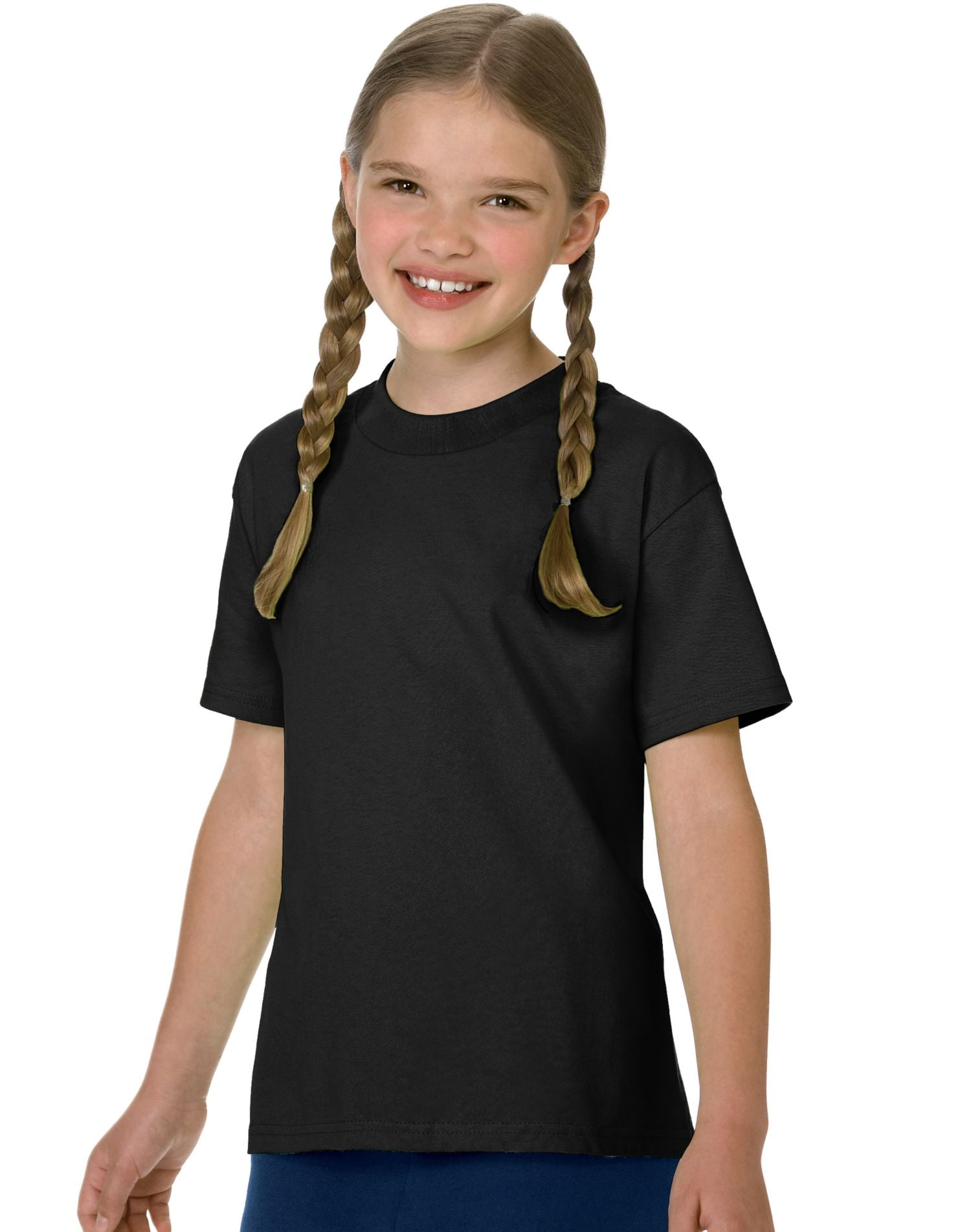 Hanes Authentic TAGLESS Kid`s Cotton T-Shirt, XS, Black