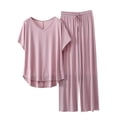 thumbnail image 2 of Weiqiqre Ensembles de Pyjama pour Femmes Pyjamas Rafraîchissants Ensembles Assortis d'Été Manches Courtes Ensemble de Détente Femmes, 2 of 3