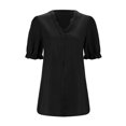 thumbnail image 4 of B91xZ Chemises pour Femmes Manches Courtes Col Rond T-Shirts, Noir TG, 4 of 5