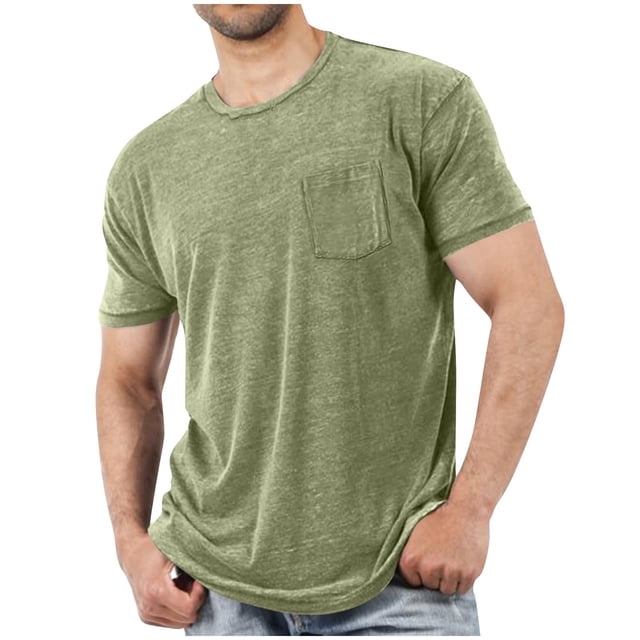Plebaso Men's Short Sleeve Crew Neck T-Shirts Casual Solid Color Tshirts Breathable Mens Summer Basic Tees