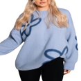 thumbnail image 2 of Women Flower Print Knit Sweater Loose Long Sleeve Pullovers Jumpers, 2 of 6
